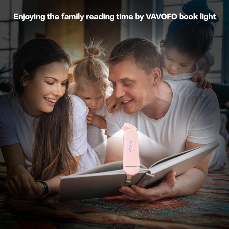 vavofo USB Rechargeable Book Light, Blue Lighting Blocking, Amber Light Clip On Bookmark Shaped 6 LEDs Reading Light, Eye Care for Bookworms Reading in Bed with 9 Lighting Modes (Light Pink) - Image 2